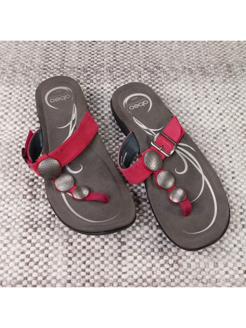 Abeo BIO‎ System Baroque Pink Leather Orthotic Sandals Womens 11M Comfort Thong
